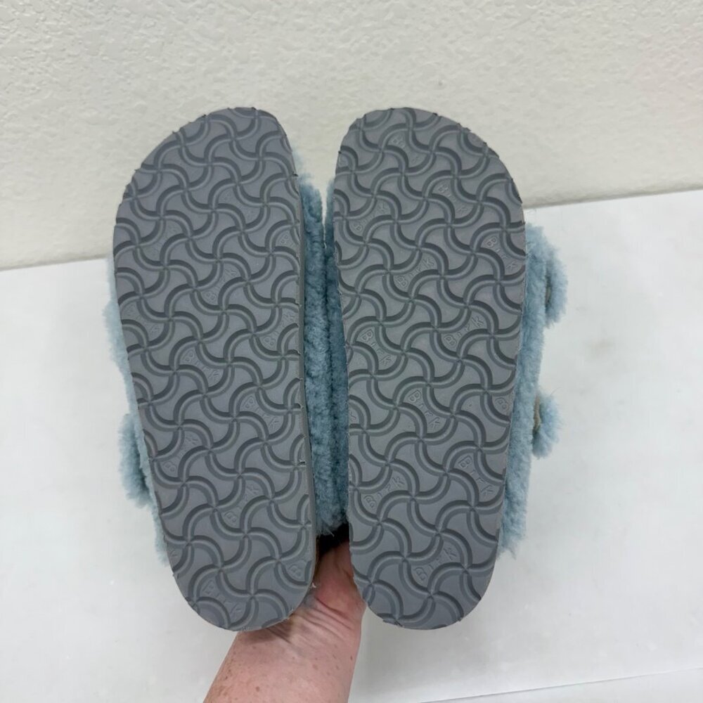 Papillio Birkenstock Arizona Big Buckle Blue Sherpa Slide Sandals Womens 38 US 7 - Picture 8 of 8